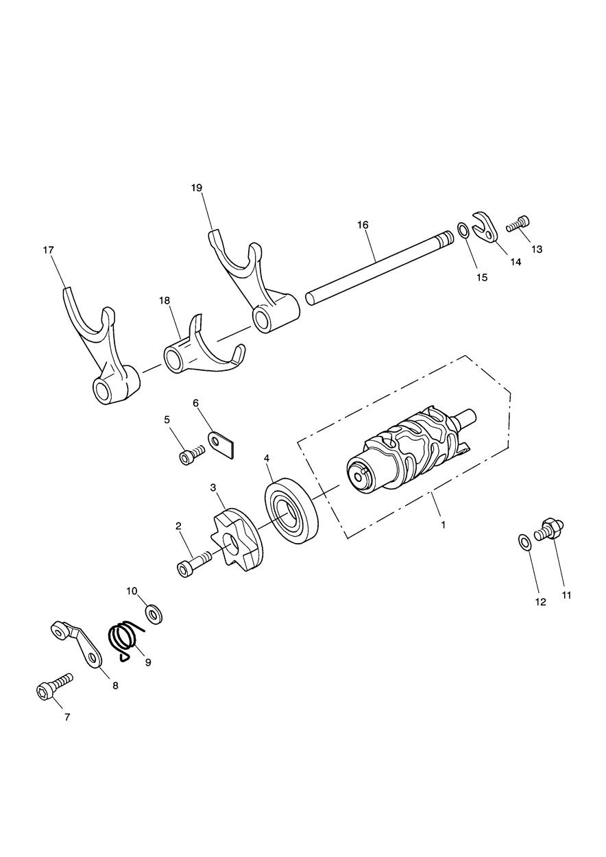 Gear Selector Drum exploded diagram