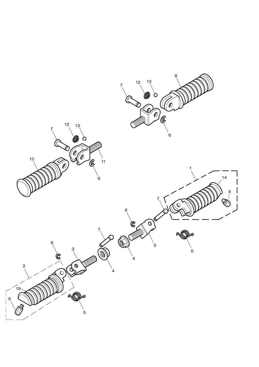 Footrests & Mountings exploded diagram