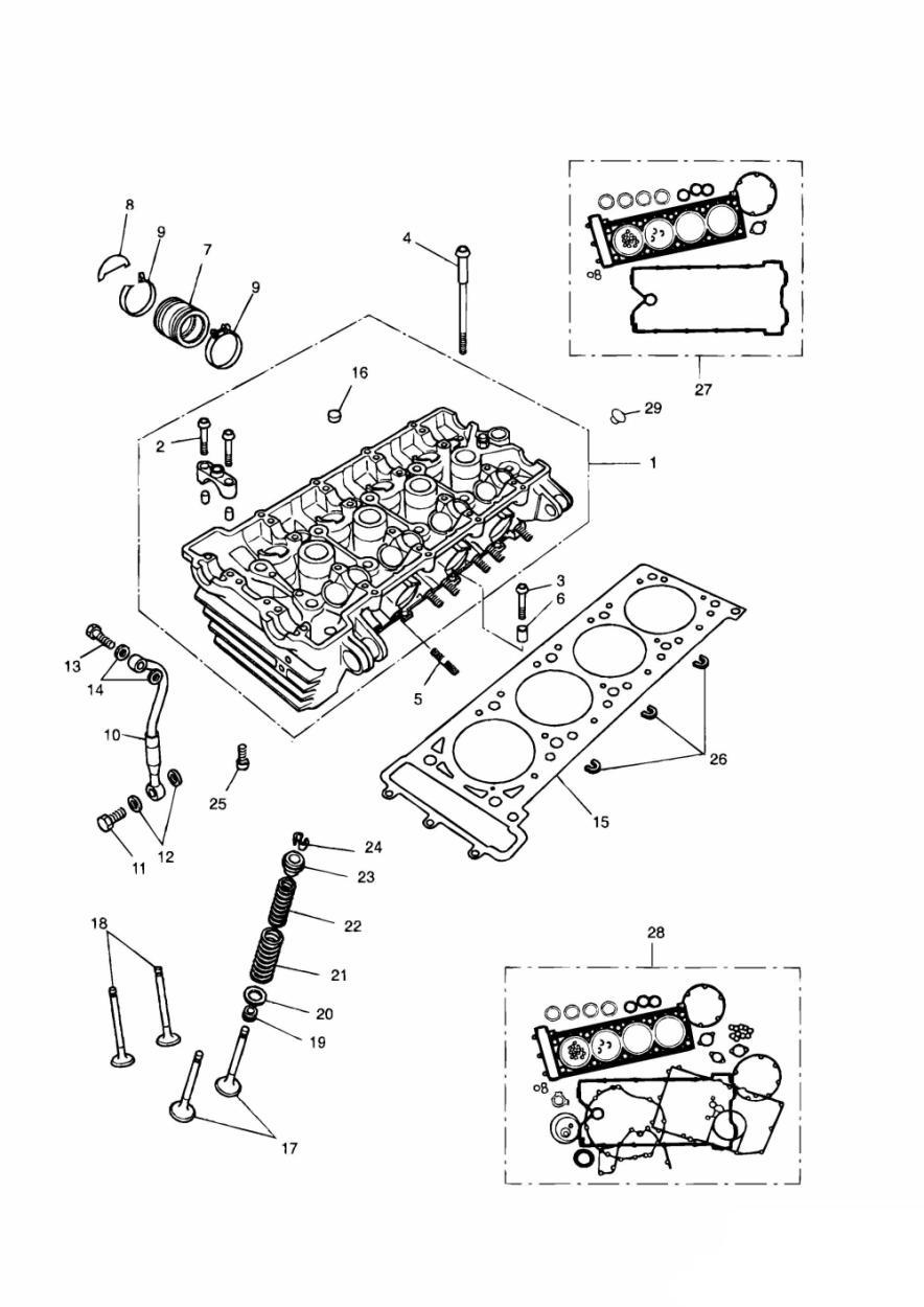 Cylinder Head and Valves exploded diagram