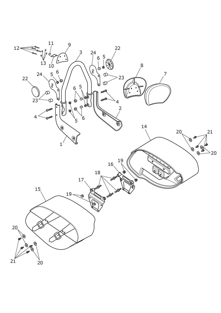 Panniers & Backrest - Special Edition Only exploded diagram