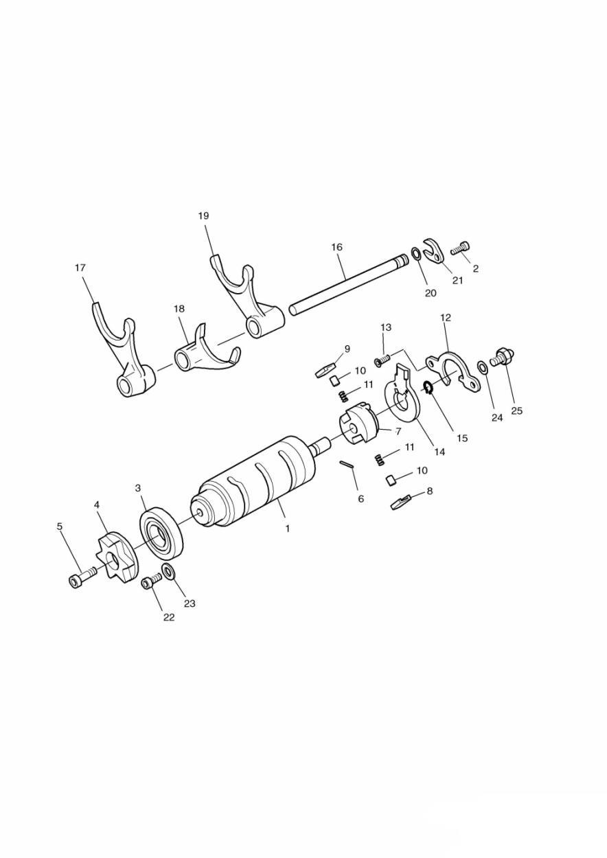 Gear Selector Drum exploded diagram