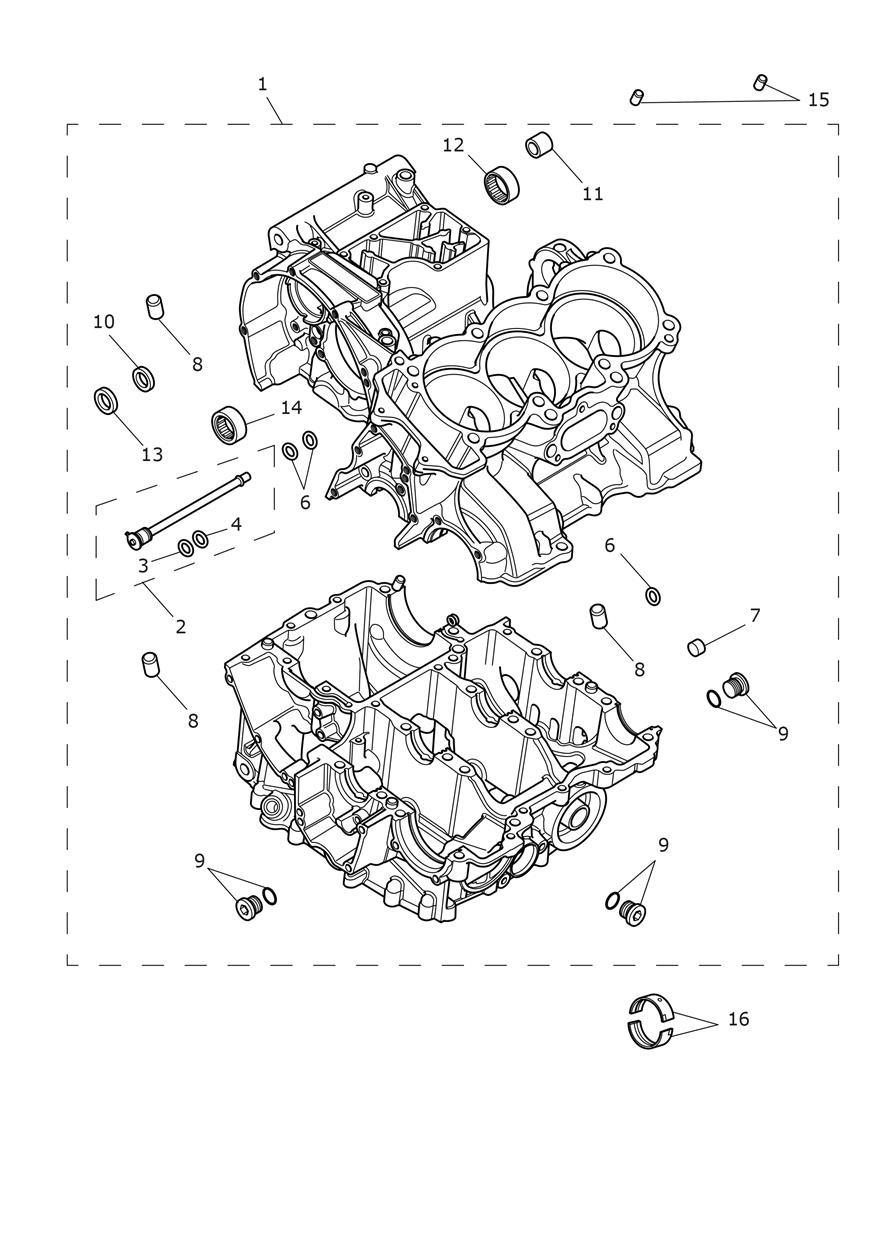 Crankcase & Fittings exploded diagram