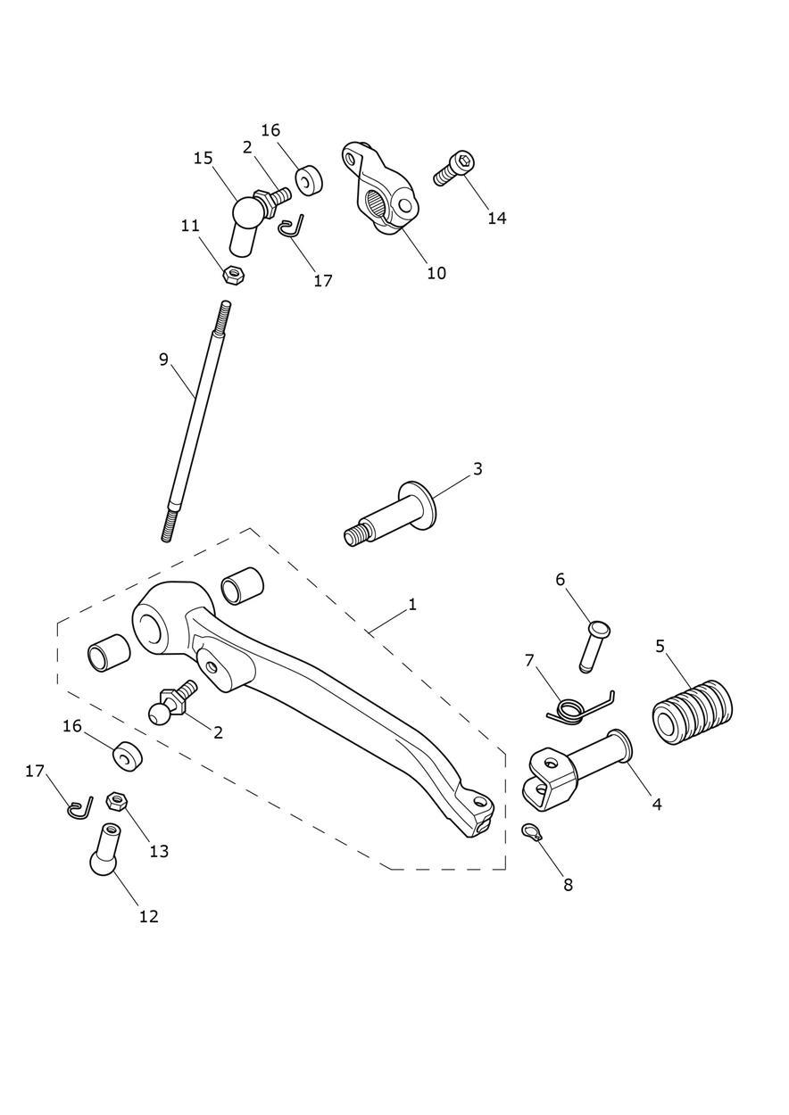 Gearchange Mechanism exploded diagram