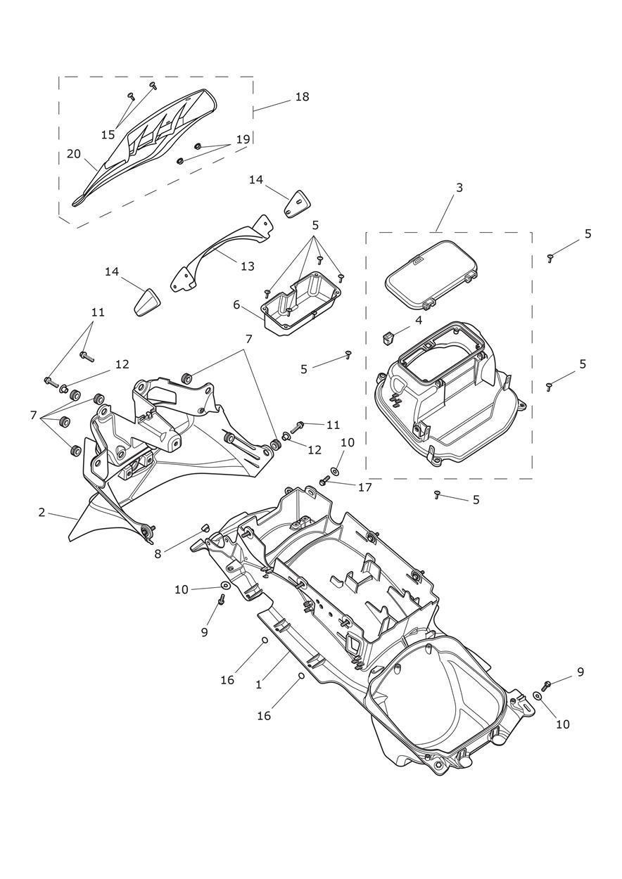 Rear Mudguard exploded diagram