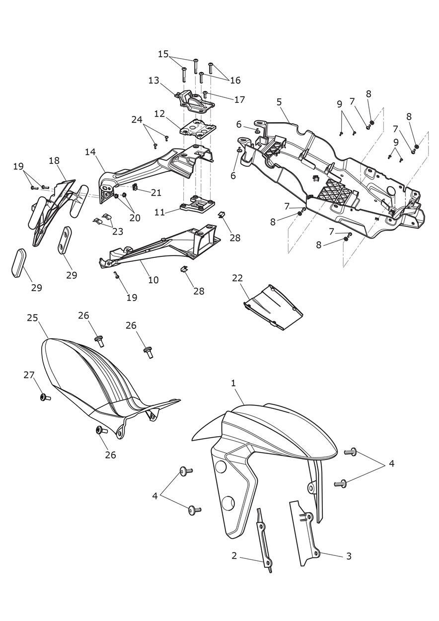 Mudguards exploded diagram