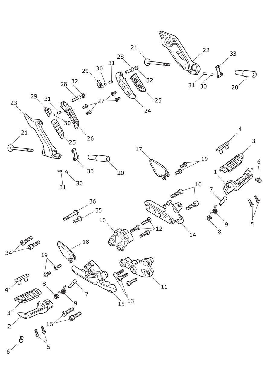 Foot Controls exploded diagram