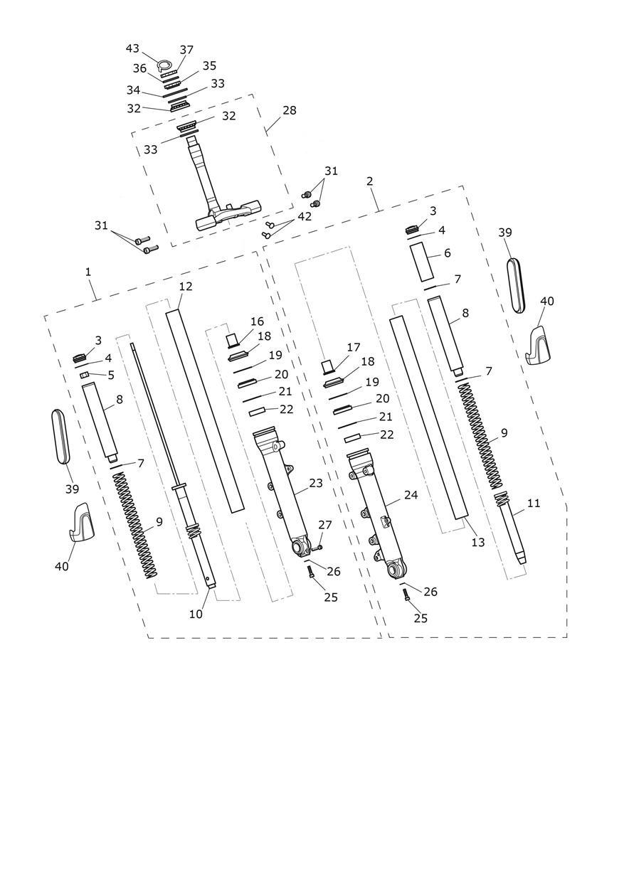 Front Forks & Lower Yoke exploded diagram