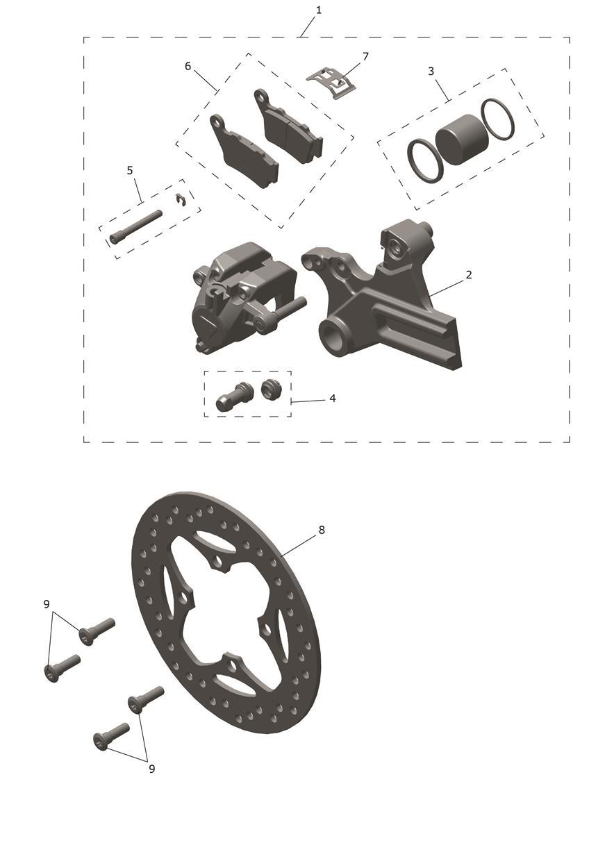 Rear Caliper & Disc exploded diagram
