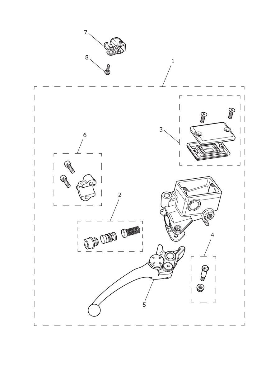 Front Brake Master Cylinder & Hoses exploded diagram