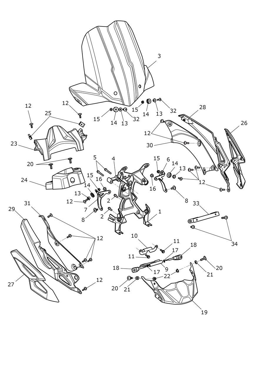 Cockpit exploded diagram