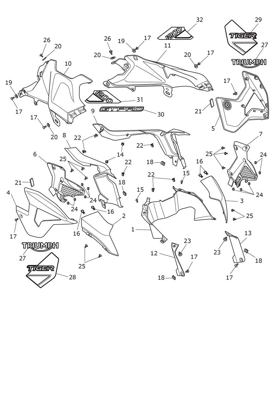 Side Fairings exploded diagram