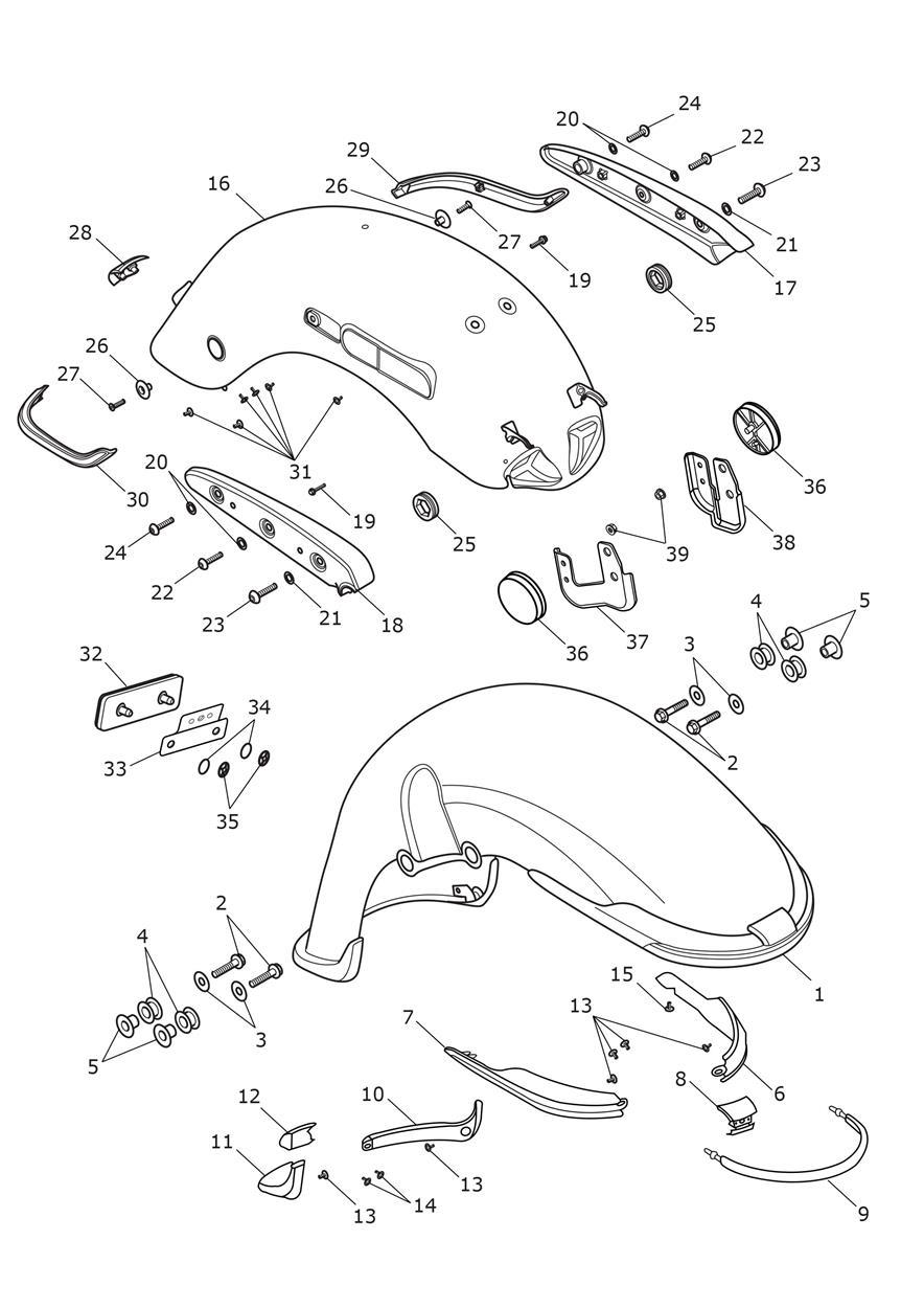 Mudguards exploded diagram