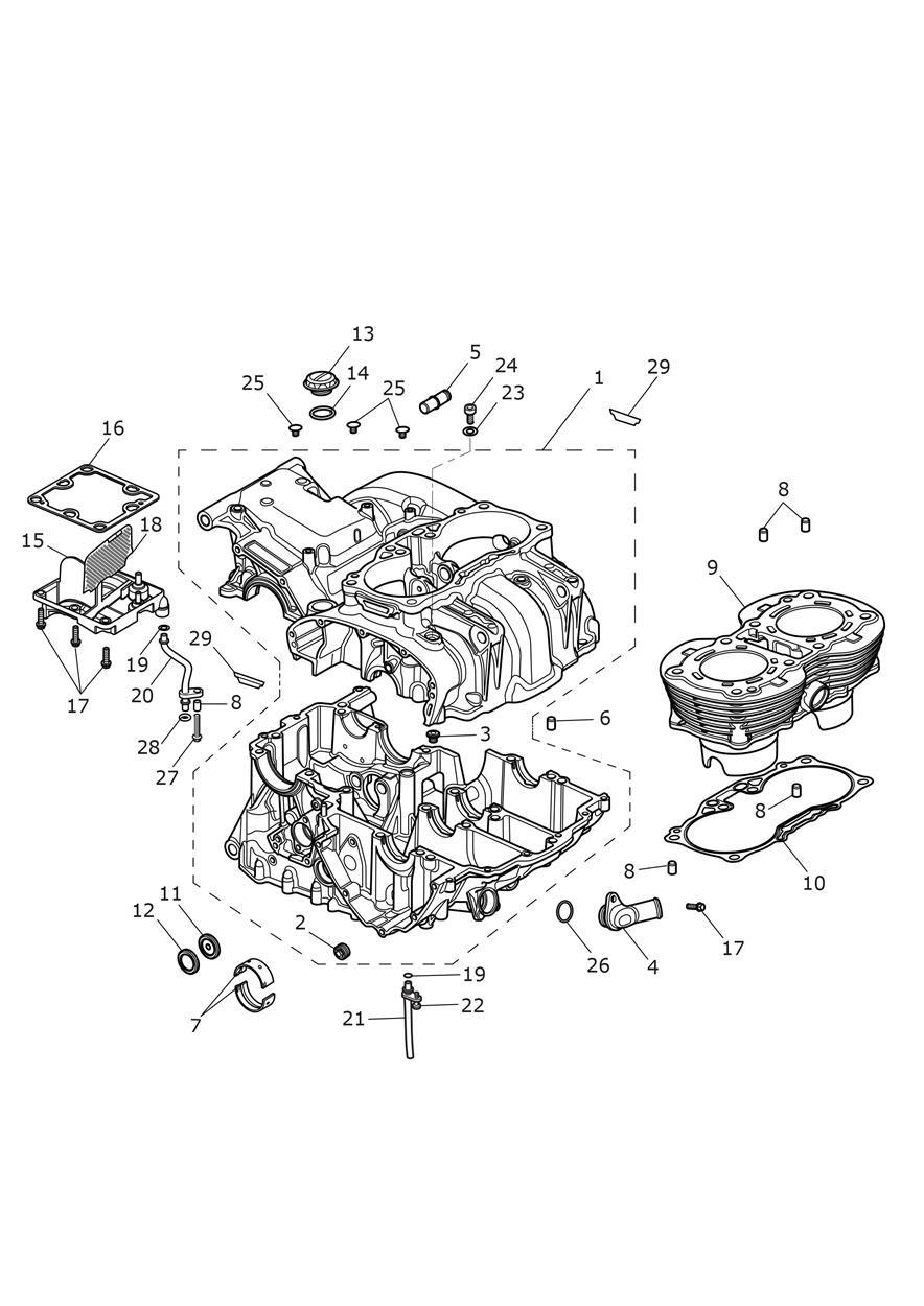 Crankcase & Fittings exploded diagram