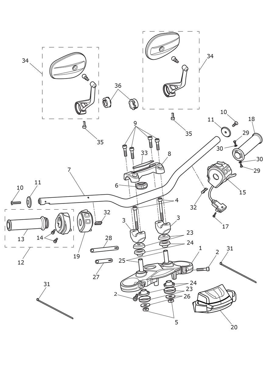 High Handlebars & Switches exploded diagram
