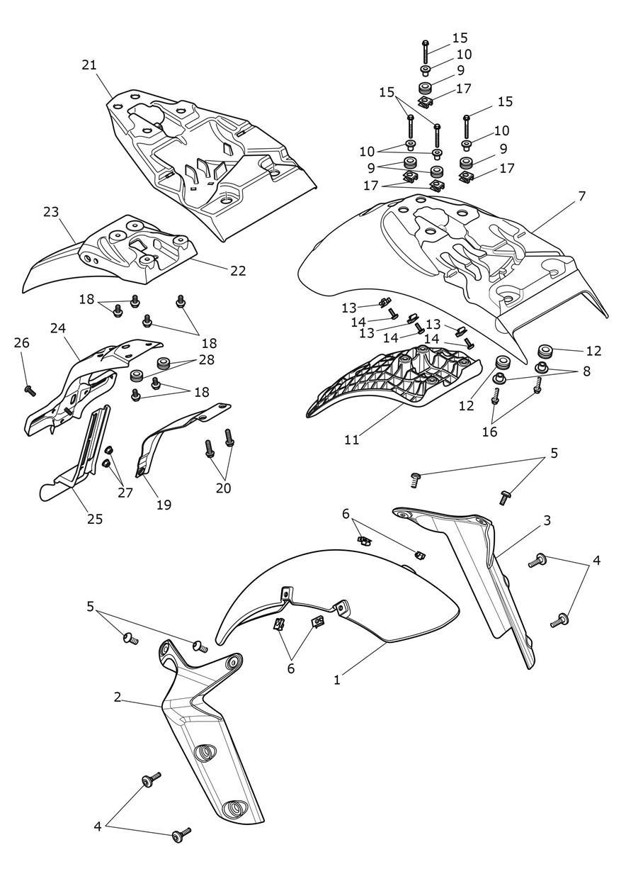Mudguards - For Models Fitted with Cockpit Fairing exploded diagram
