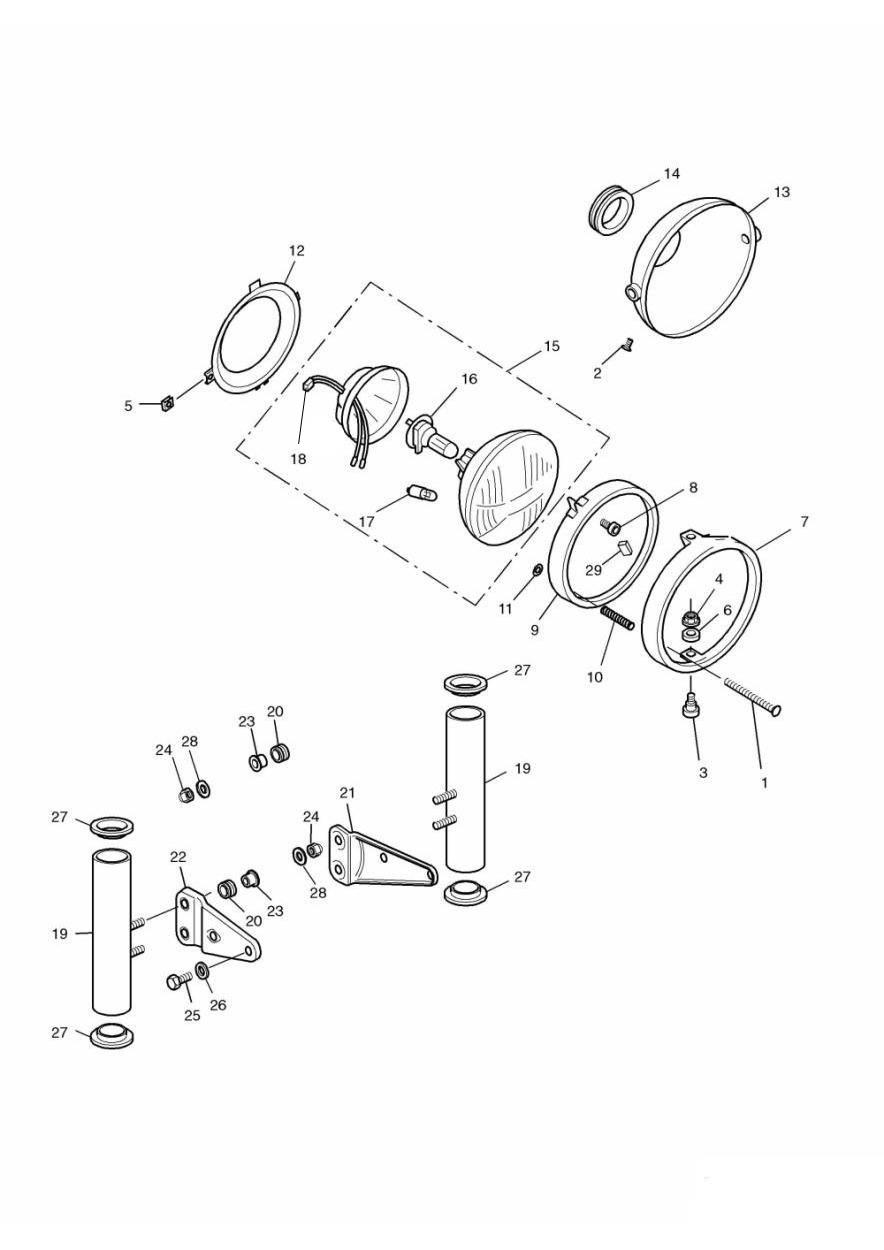 Headlight/Mountings exploded diagram