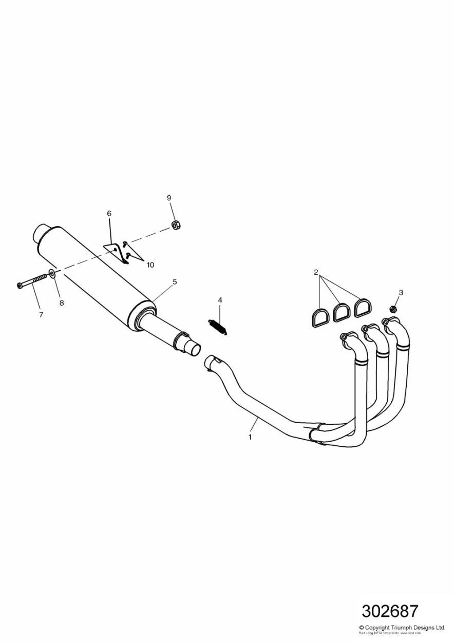 Exhaust System 955cc Engine exploded diagram