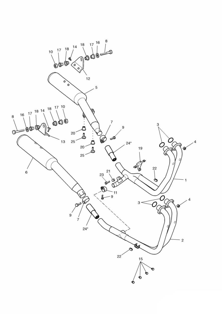 4 Cylinder Exhaust System exploded diagram