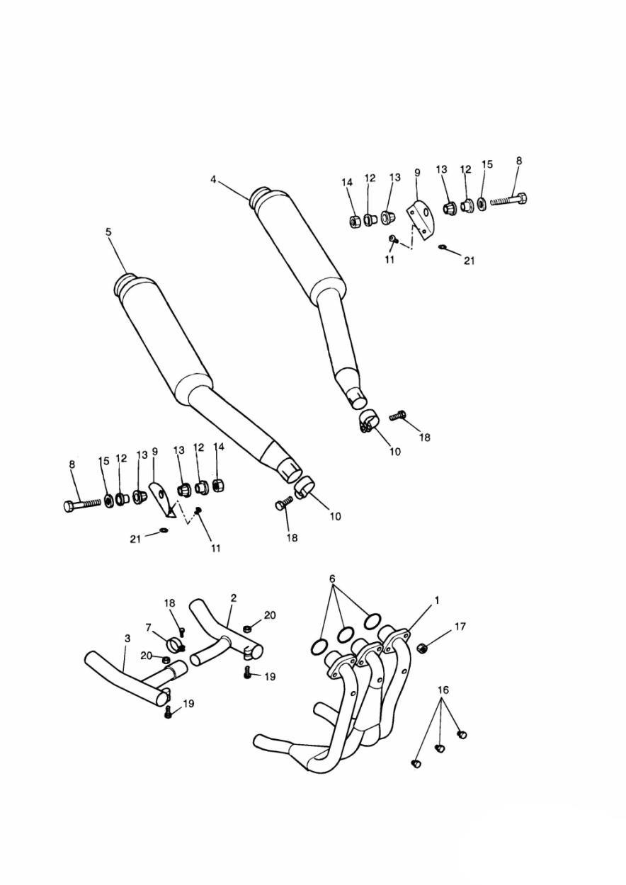 Exhaust System 3 Cylinder exploded diagram