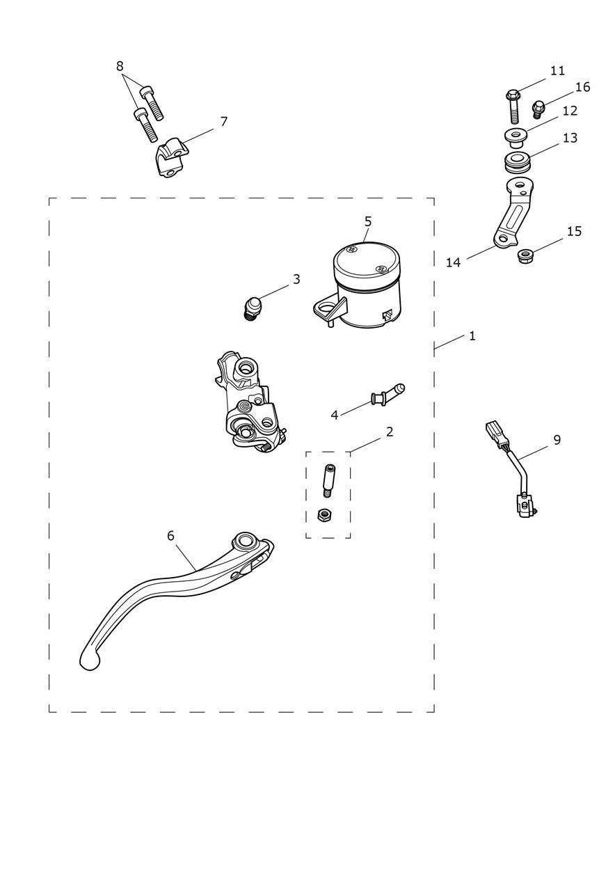 Front Brake Master Cylinder & Hoses - CN Only exploded diagram