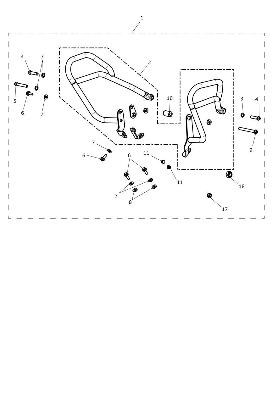 Fuel Tank Pro Bars Kit, Black exploded diagram