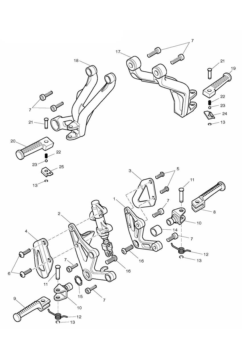 Footrests & Mountings exploded diagram