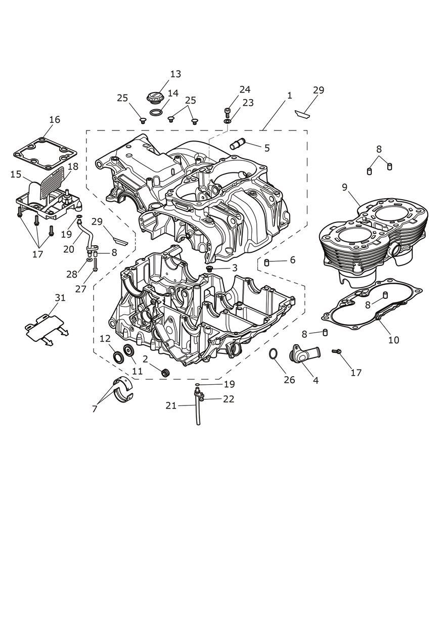 Crankcase & Fittings exploded diagram