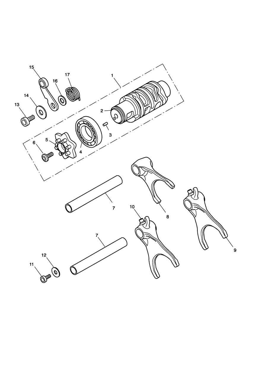 Gear Selector Drum exploded diagram