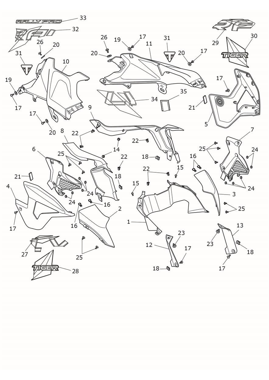Side Fairings exploded diagram
