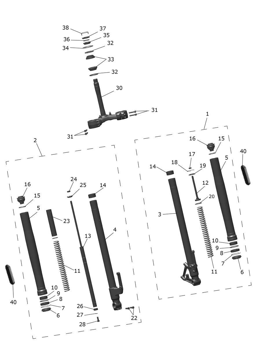 Front Forks & Lower Yokes exploded diagram