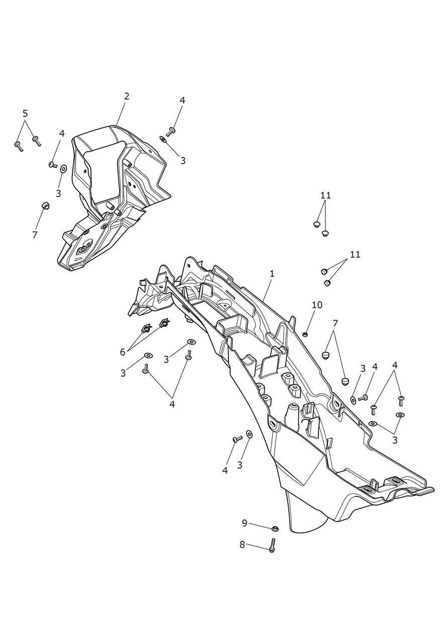 Rear Mudguard & Battery Box exploded diagram
