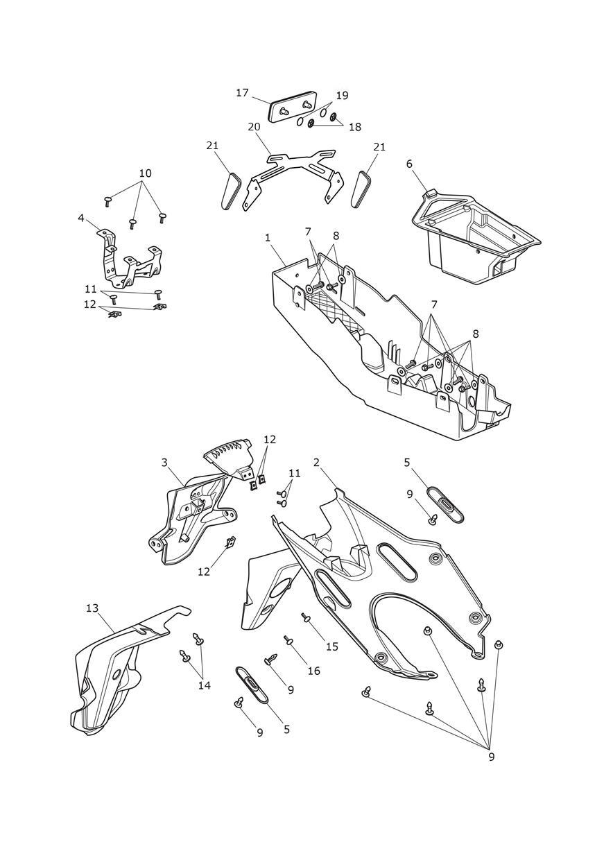 Rear Mudguard exploded diagram