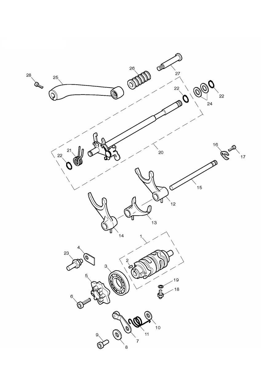 Gear Selectors & Pedal exploded diagram