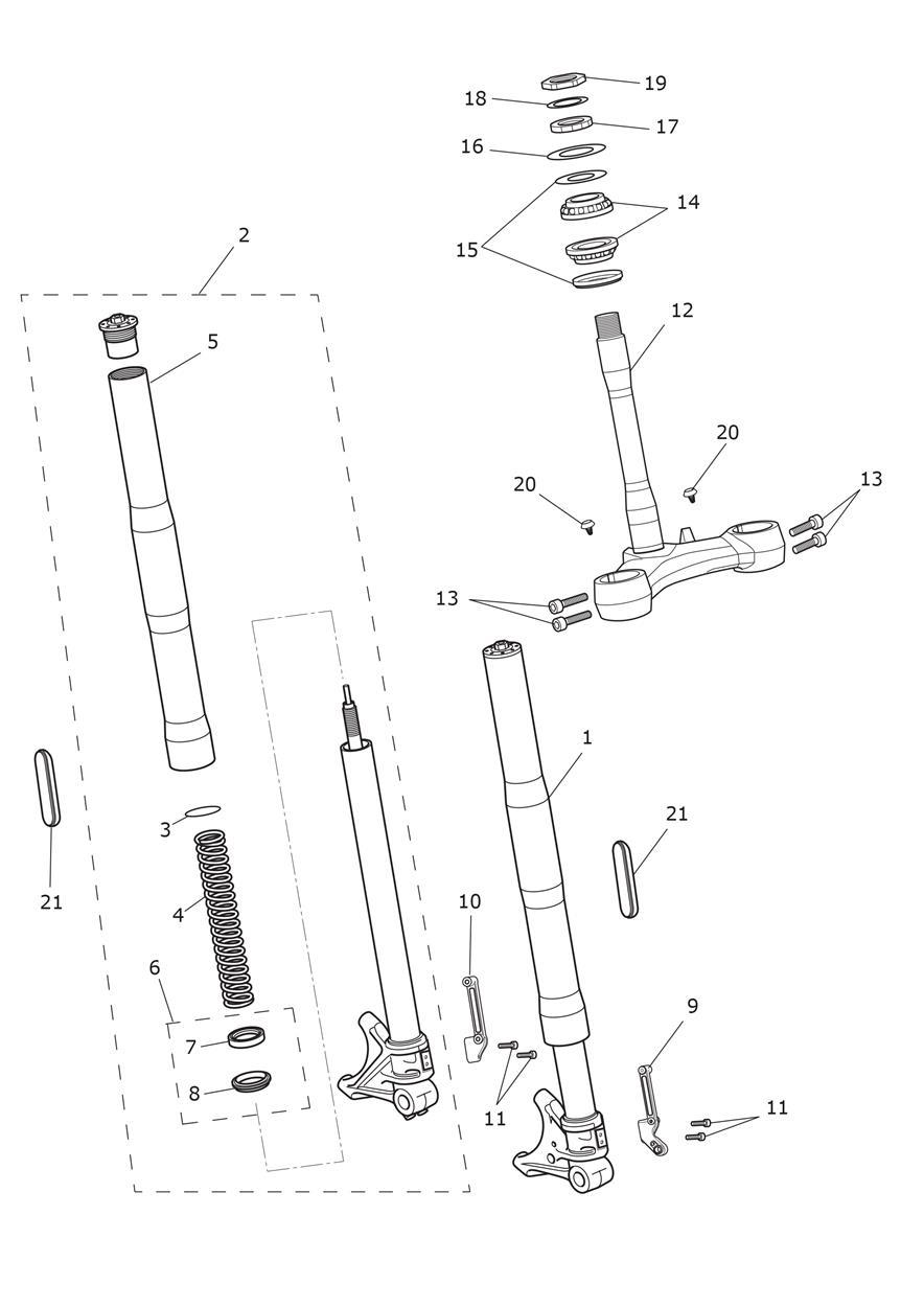 Front Forks & Lower Yoke exploded diagram