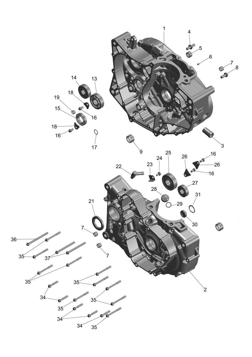 Crankcases exploded diagram