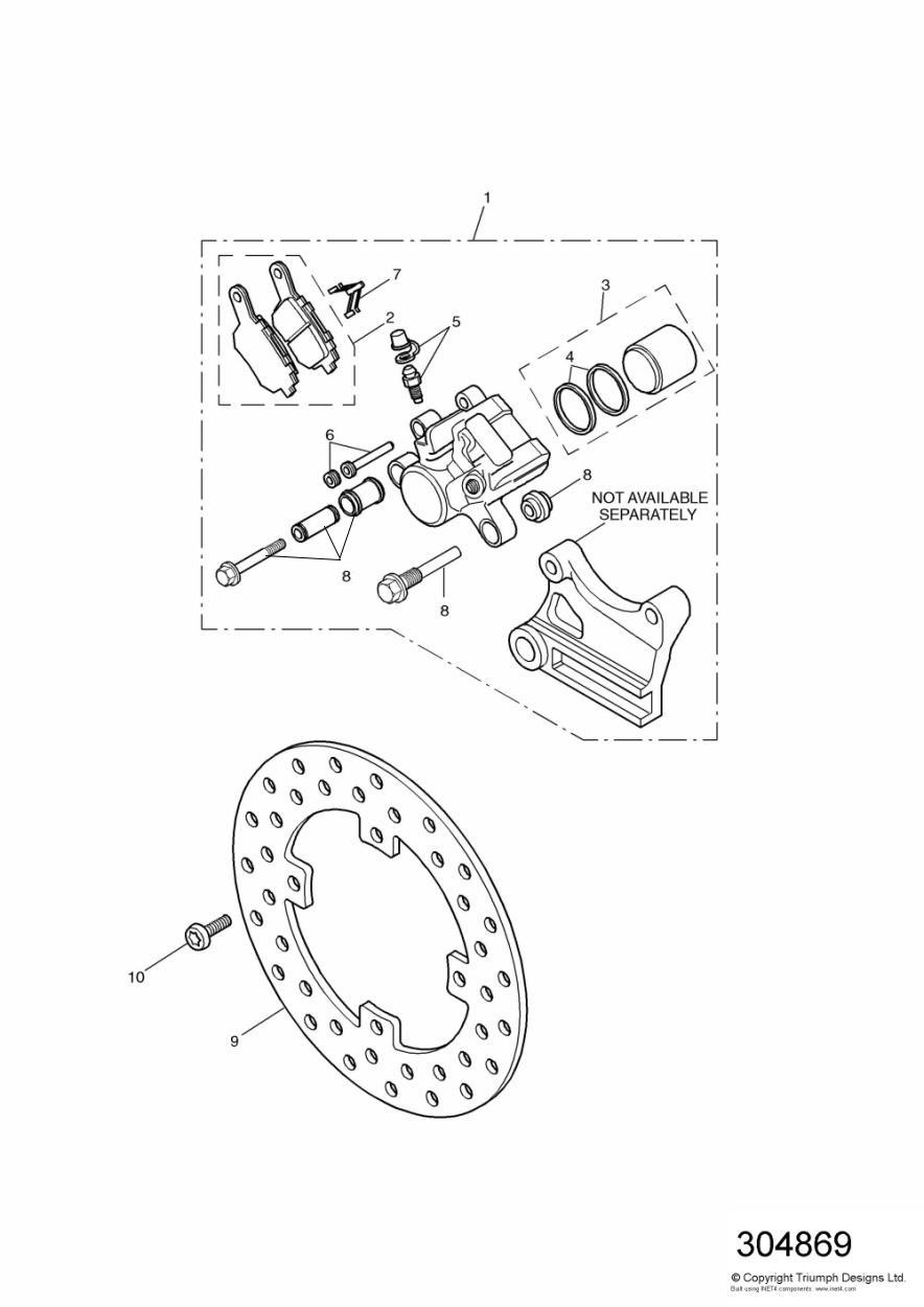 Rear Brake Disc and Caliper exploded diagram