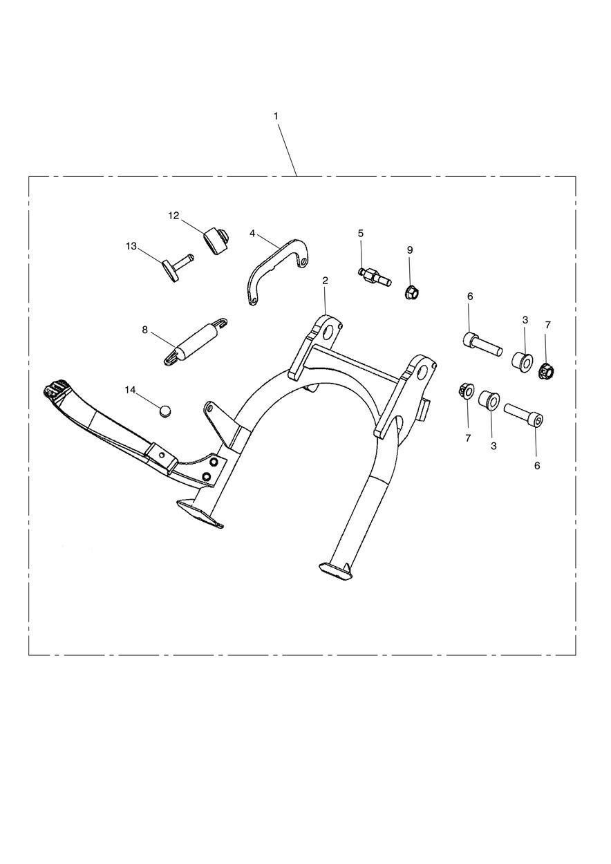 Centre Stand Kit - Non EVAP Only exploded diagram