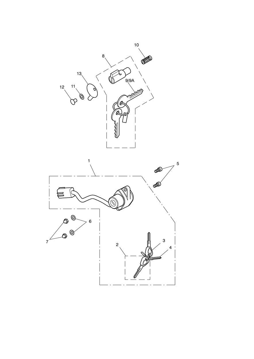 Ignition Switch & Steering Lock exploded diagram