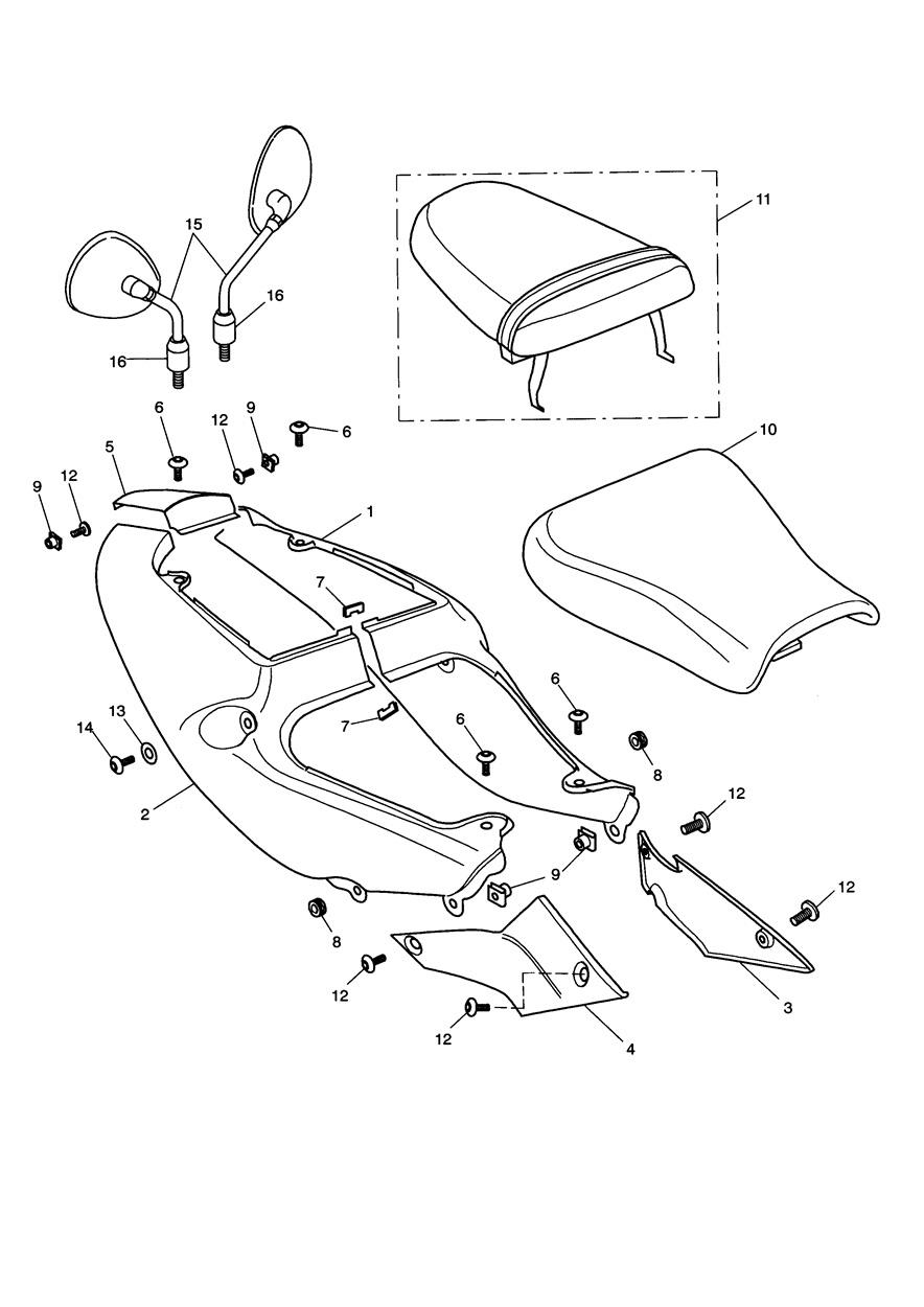 Rear Bodywork & Seat exploded diagram