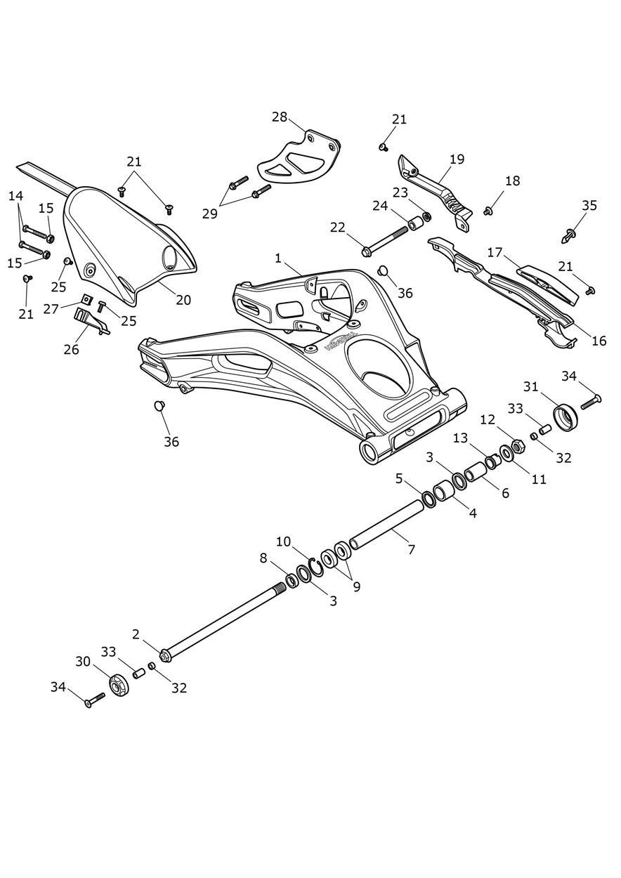 Rear Swingarm exploded diagram