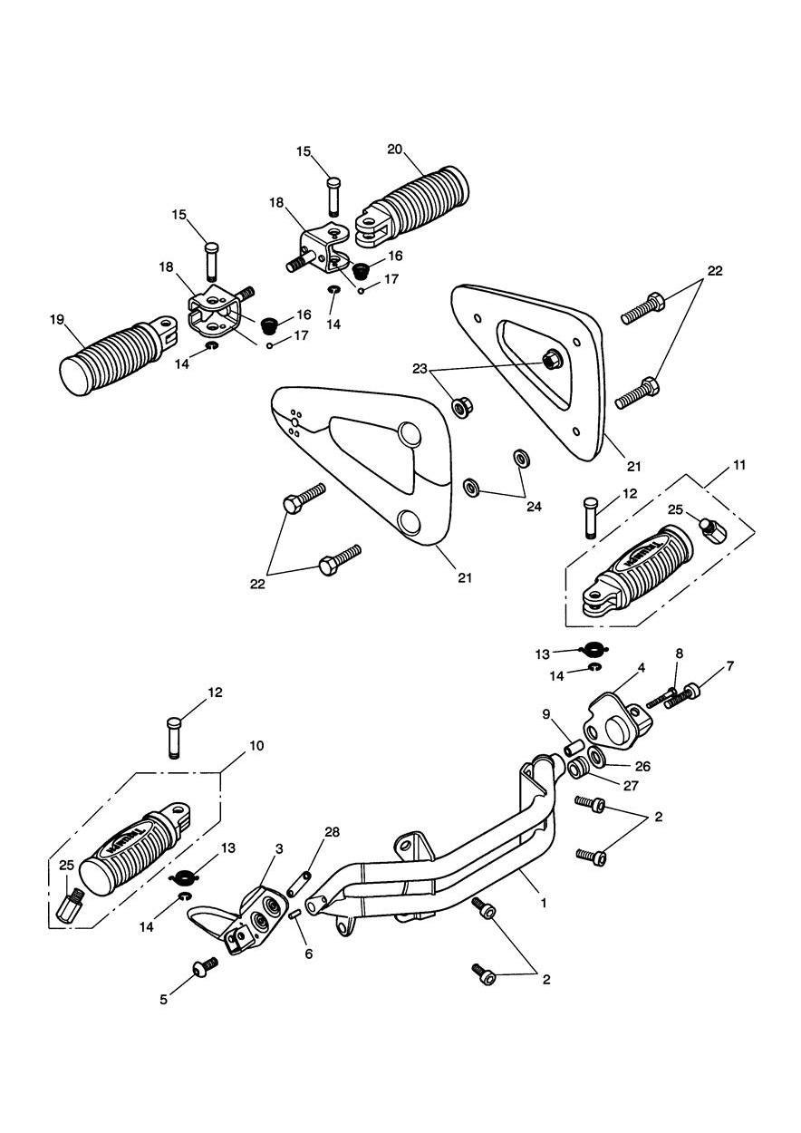 Footrests & Mountings exploded diagram