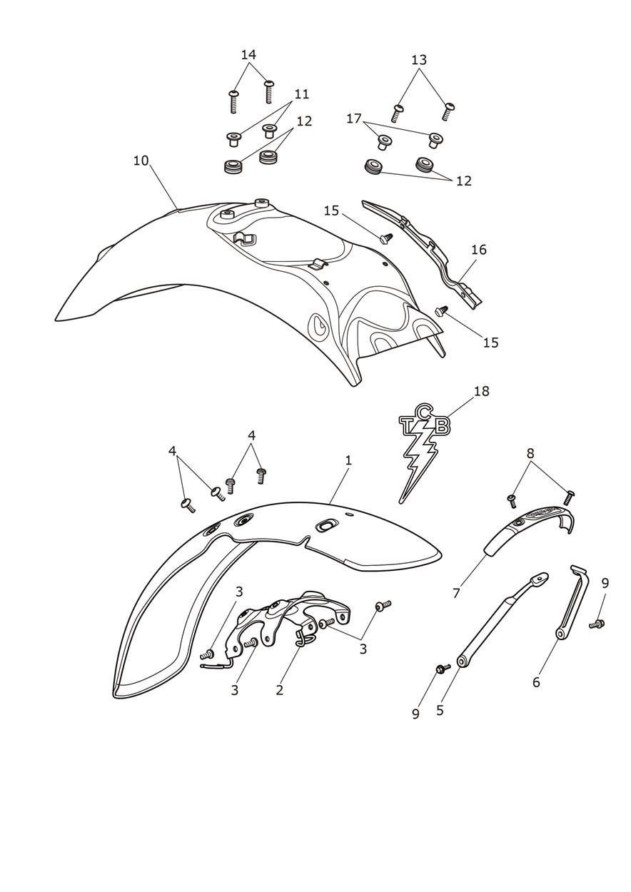 Mudguards - T120 Elvis Edition exploded diagram