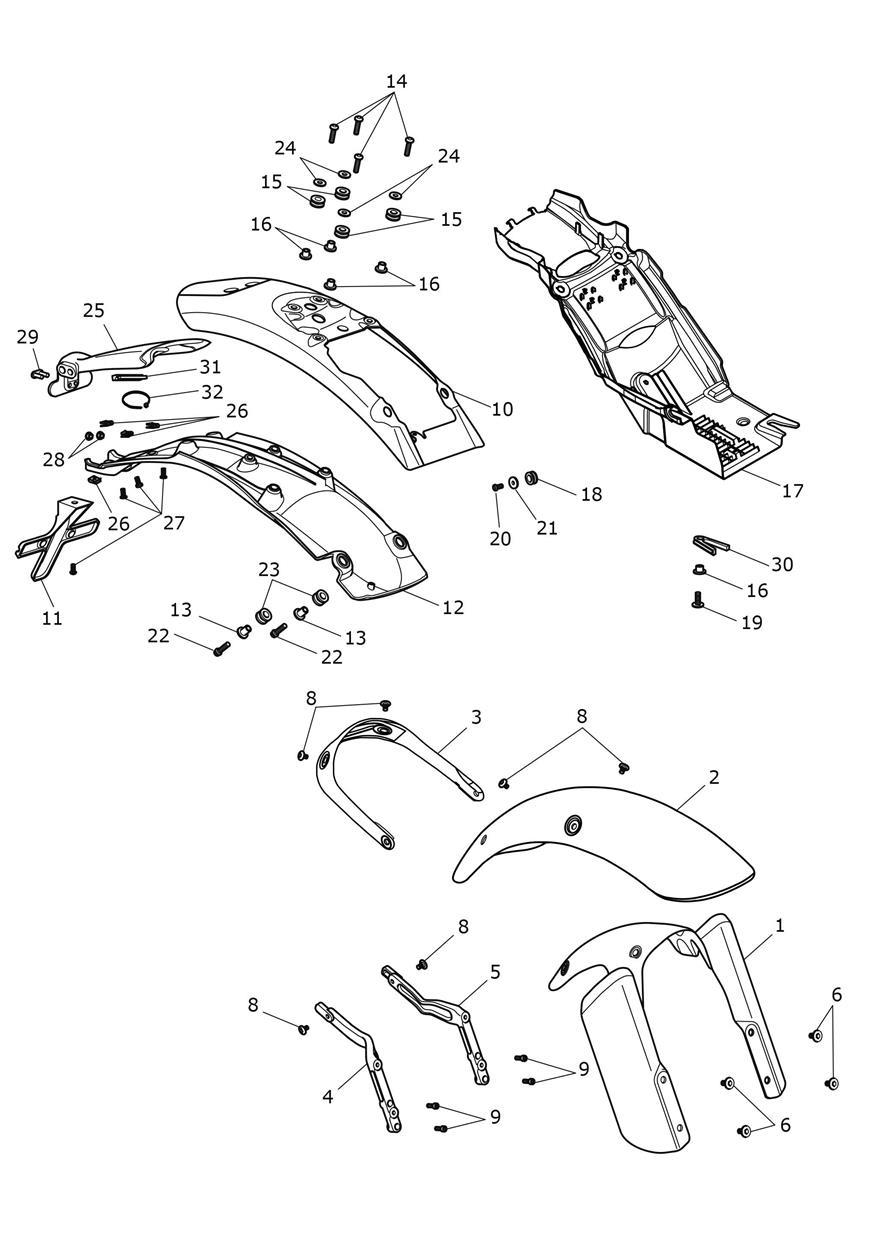 Mudguards exploded diagram