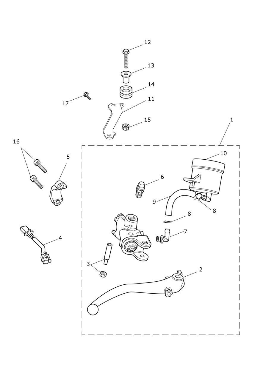 Front Brake Master Cylinder & Hoses exploded diagram