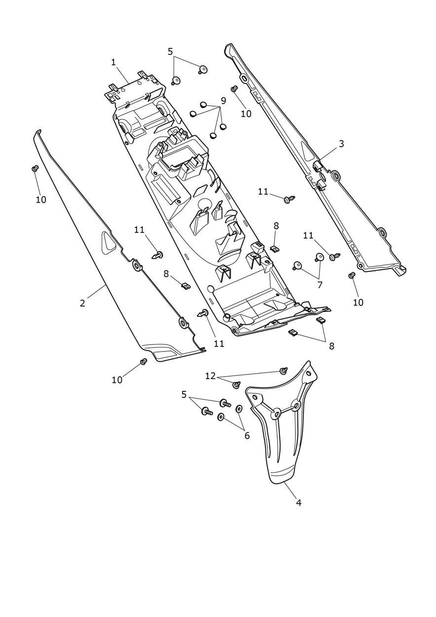 Rear Mudguard exploded diagram