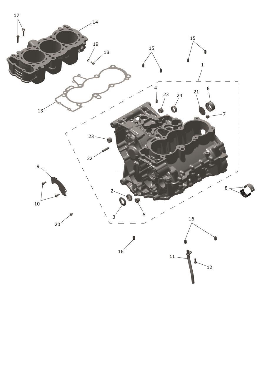 Crankcase & Fittings exploded diagram