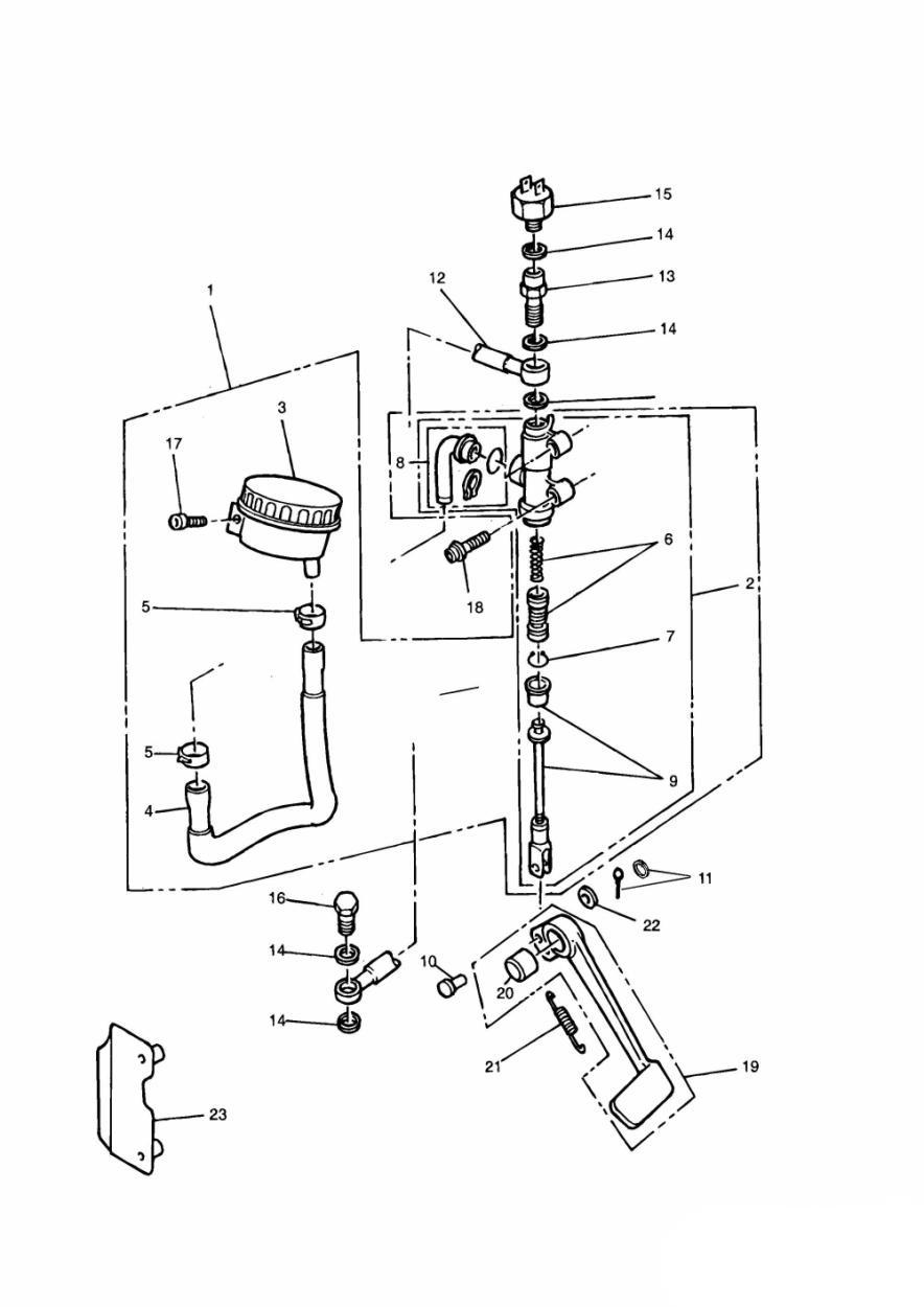 Rear Brake Master Cylinder exploded diagram