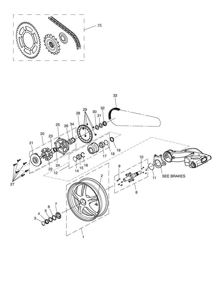 Rear Wheel & Final Drive exploded diagram