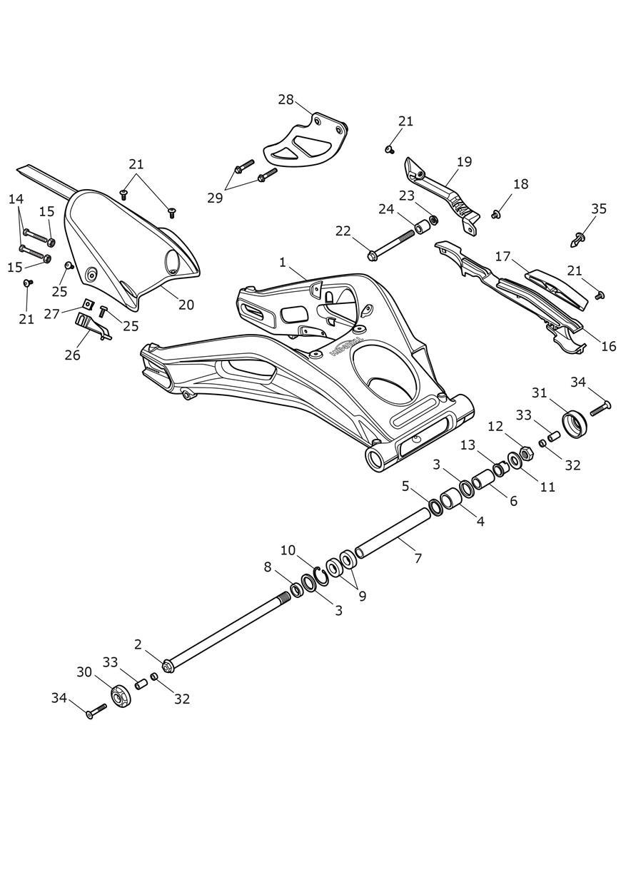 Rear Swingarm exploded diagram