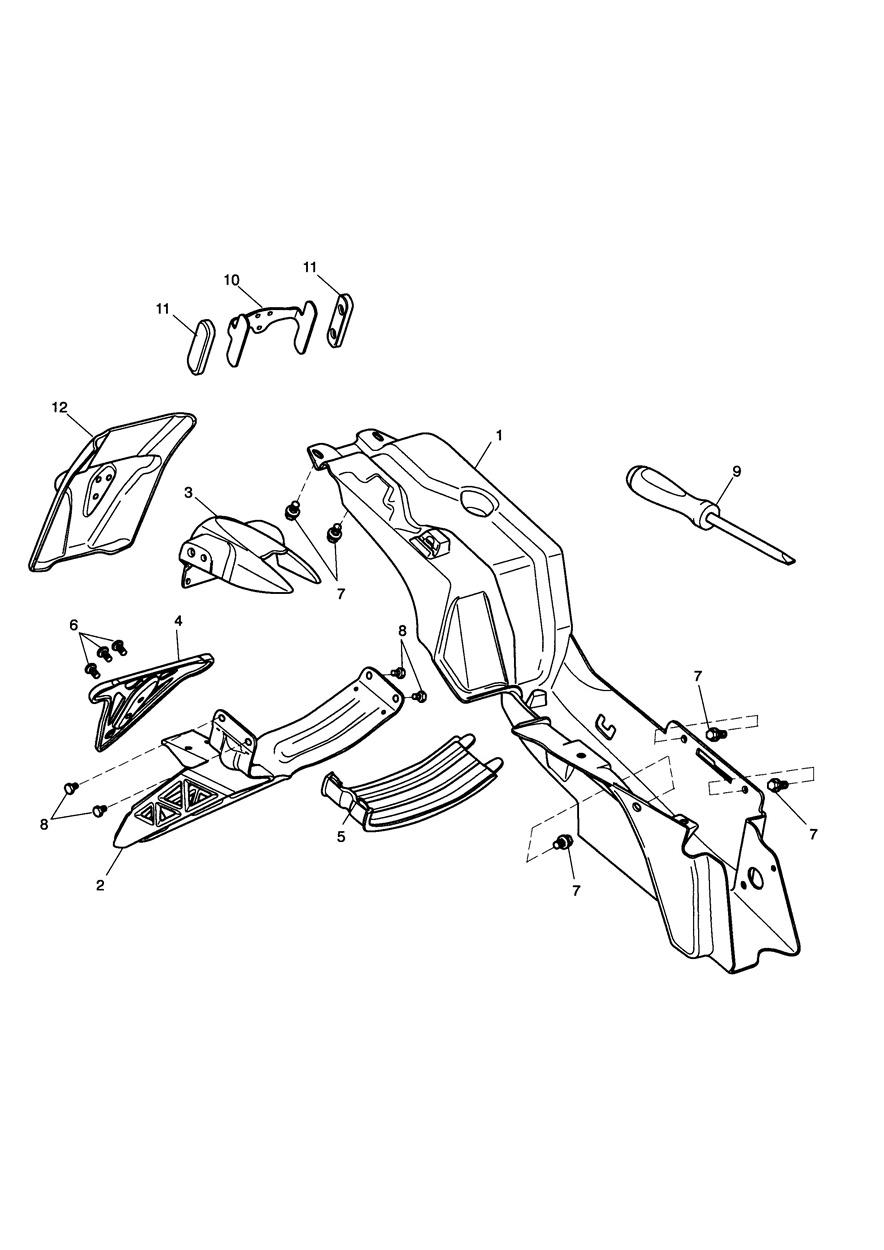 Rear Mudguard & Battery Box exploded diagram